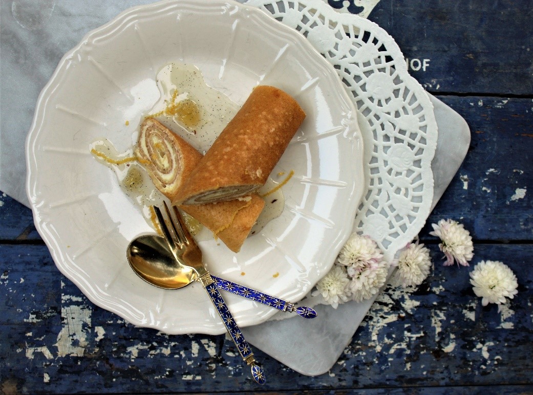 Pandekager med hvid chokoladecreme & citron-confit